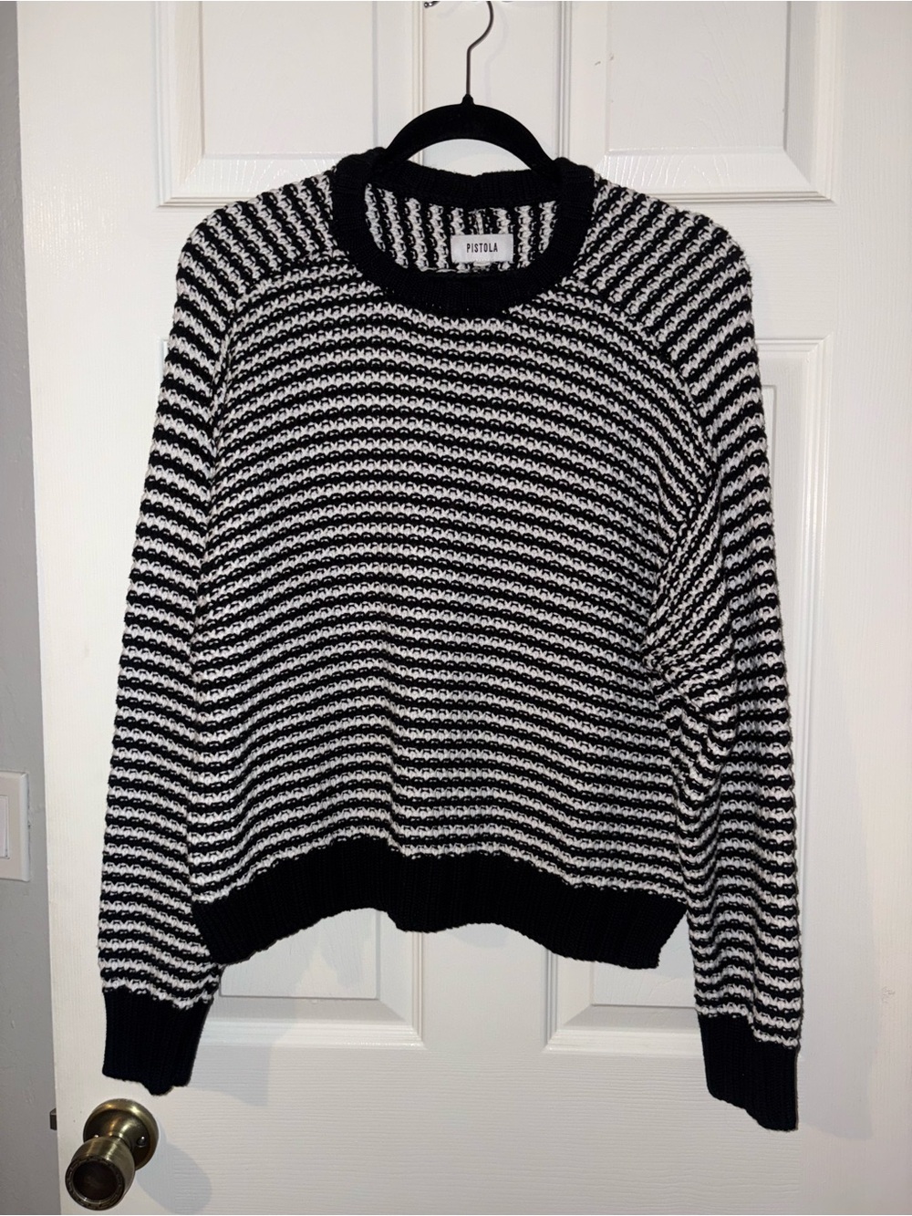 Pistola Black and White Chunky Knit Pullover